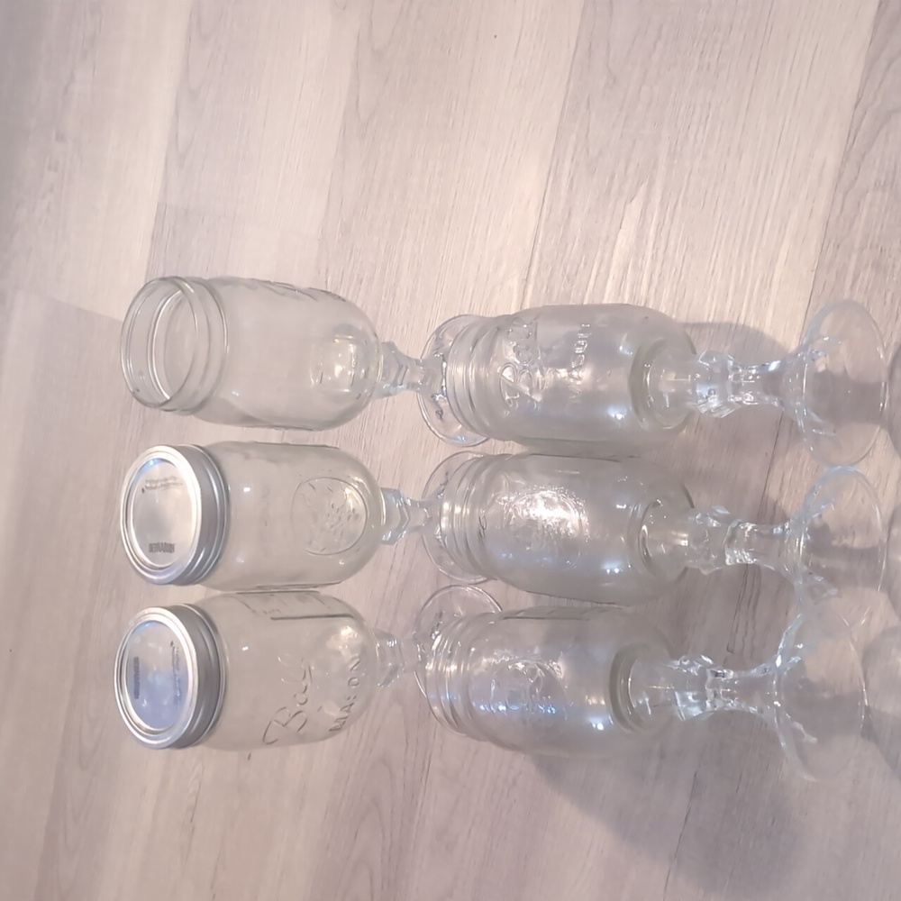 Set of Six Clear Ball Mason Jar Wine Glasses